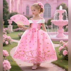 Pink and Gold Floral Dress